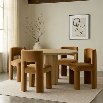 Zuno - Velvet Performance Fabric Upholstered Dining Chair (Set of 2) - Saddle