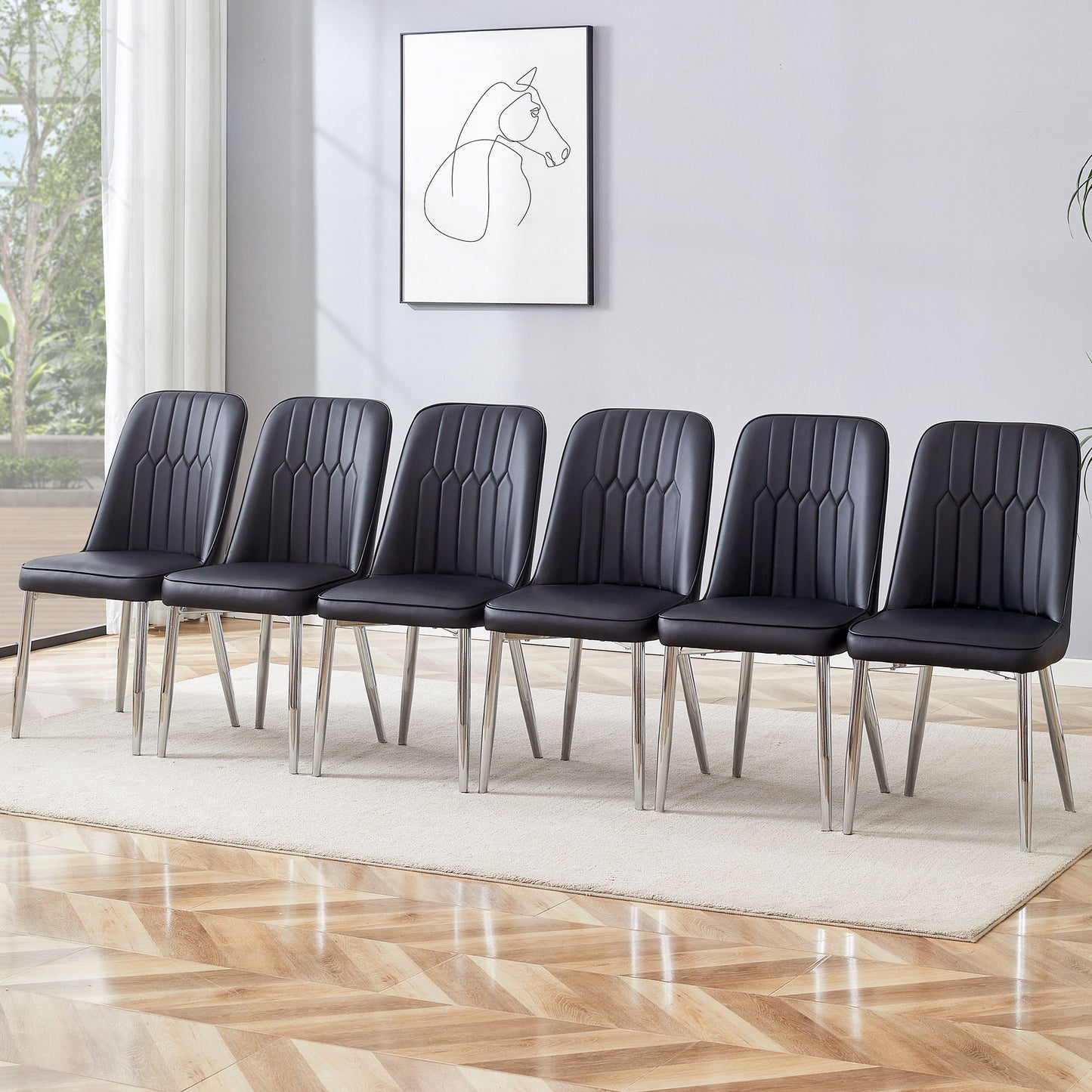 Modern Dining Chairs With Sleek Backrest And Metal Legs