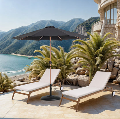 Fiji - Aluminum Patio Umbrella With Round Black And Teak Base