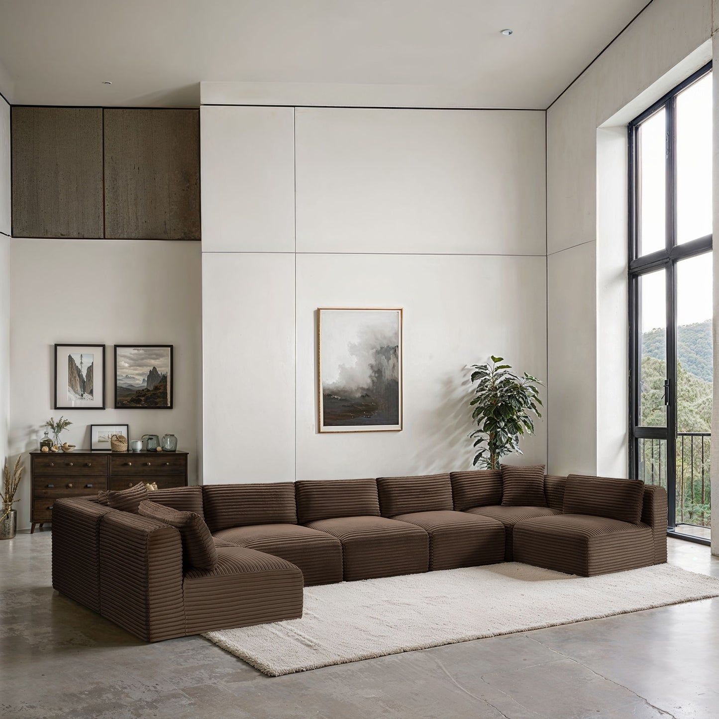 Shaggy - 7 Piece Modular U-Shaped Armless Sectional