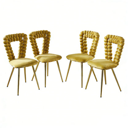 Modern Chair With Iron Tube Legs, Soft Cushions And Comfortable Backrest, Suitable For Dining Room, Living Room, Cafe, Hairball Back