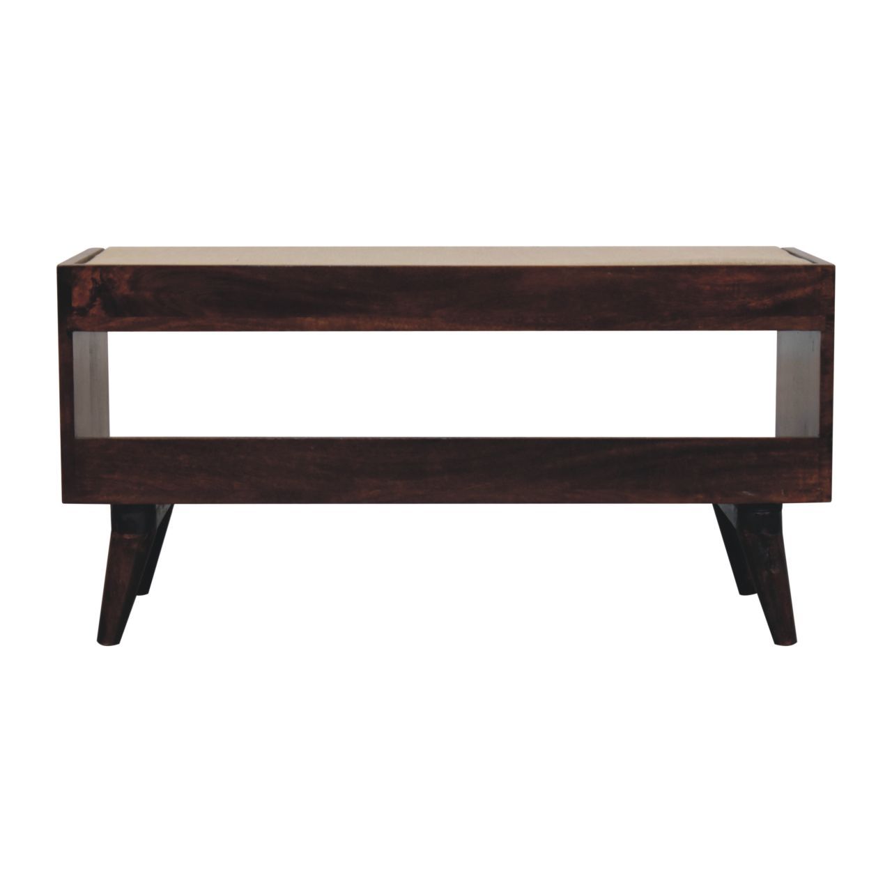 Bench With Mud Linen Seat Pad - Walnut