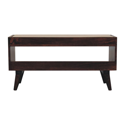 Bench With Mud Linen Seat Pad - Walnut