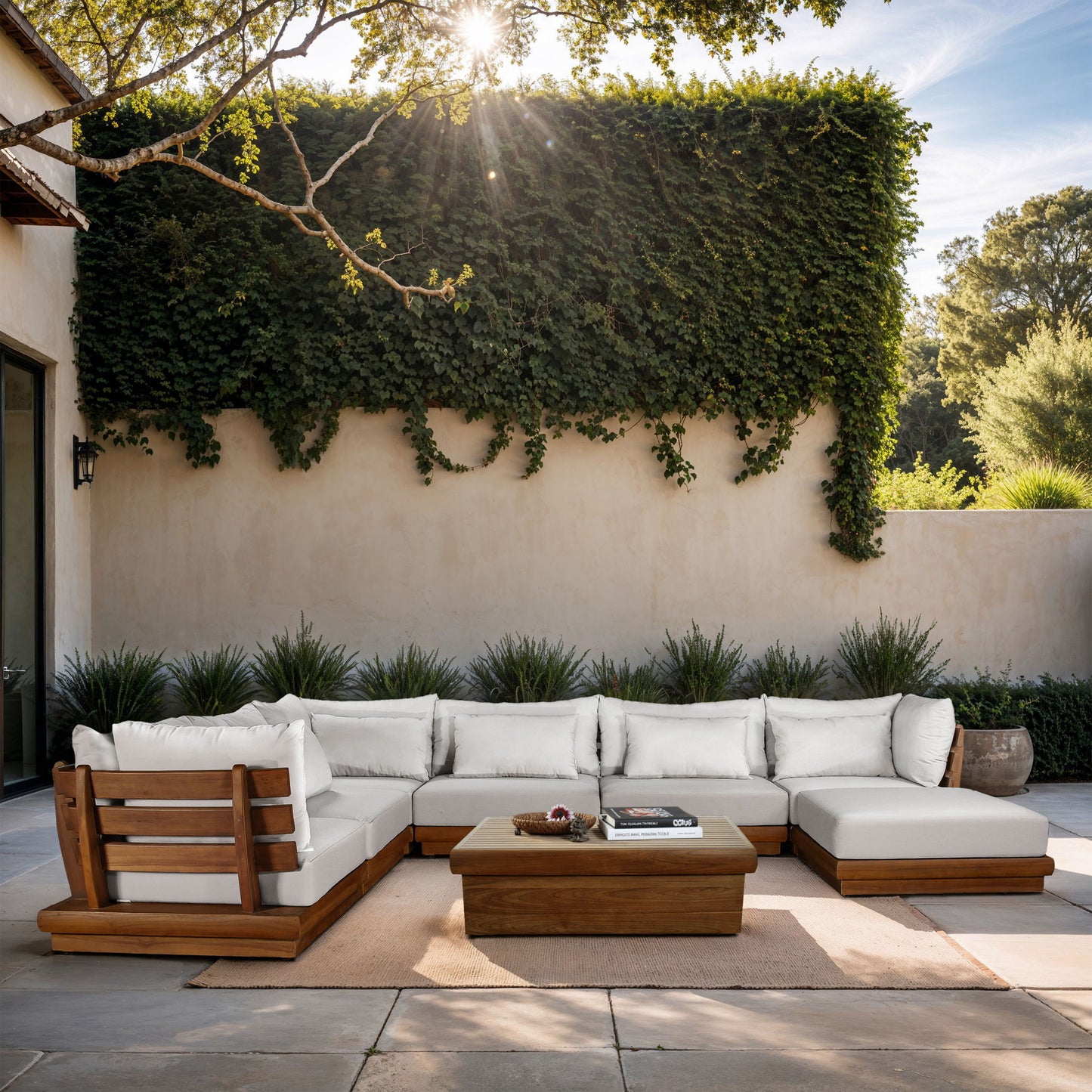 Mirella - 7 Piece Water Resistant Fabric Upholstered Outdoor Patio Modular Sectional