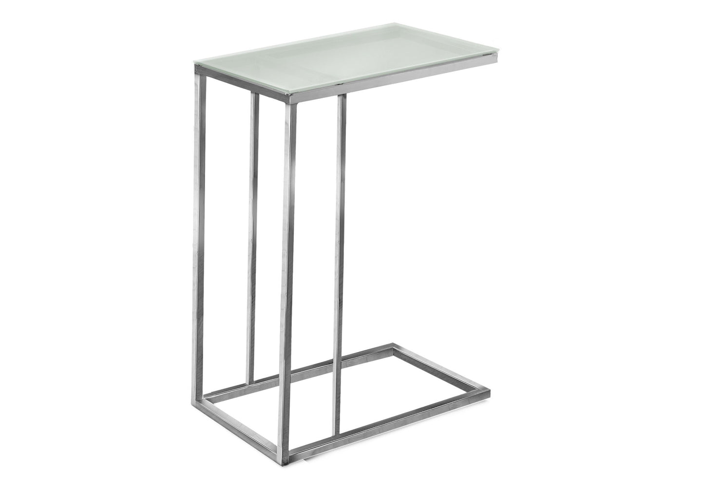 C-Shaped Accent Table Tempered Glass For Living Room - Chrome