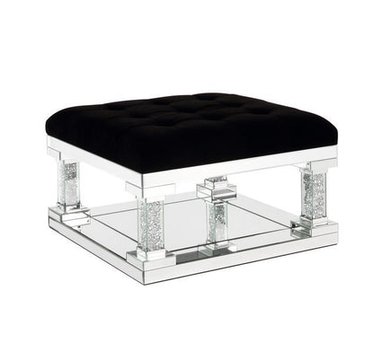 Noralie - Ottoman - Mirrored & Faux Diamonds
