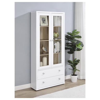 Hawthorne - 4-Shelf Glass Door Tall Cabinet With Drawers