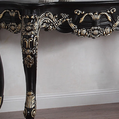 HD-328B - Console Table - Black Enamel With Gold Highlights