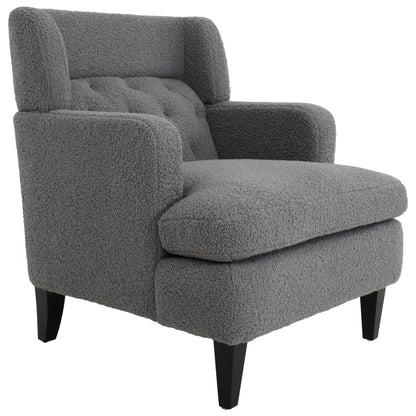 Upholstered Accent Chair Tufted Armchair For Living Room - Dark Gray