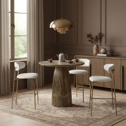 Lupita - Vegan Leather Upholstered Bar Stool With Brushed Gold Frame (Set of 2)