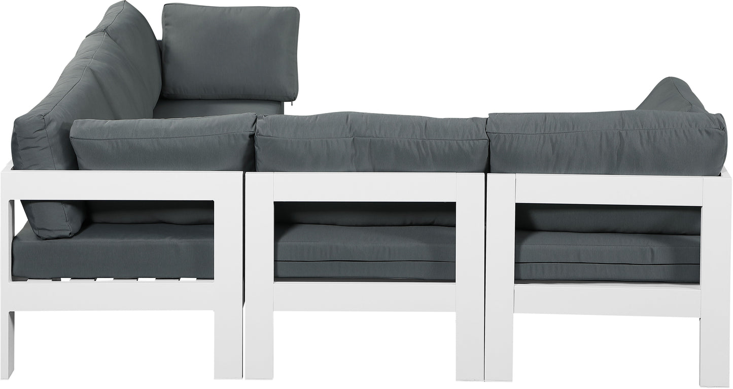 Nizuc - Outdoor Patio 5 Piece Modular Sectional With White Frame