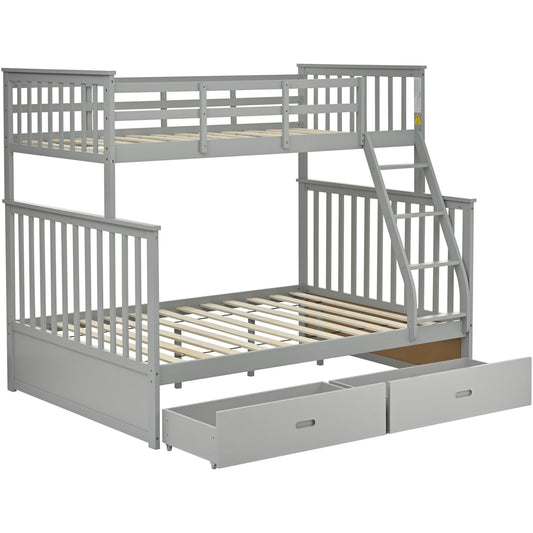 Bunk Bed With Storage Drawers, Ladder, And Safety Guard Rails