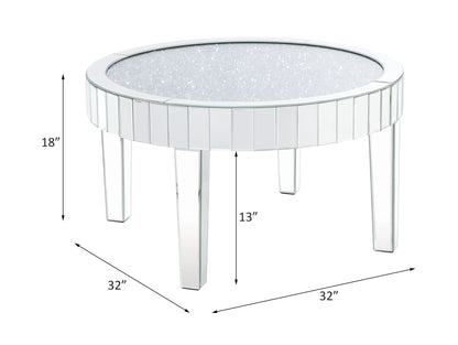 Noralie - 32" Round Coffee Table - Mirrored & Faux Diamonds