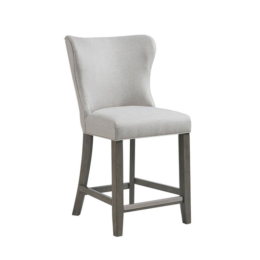 Upholstered Counter Stool Fabric Solid Wood Frame - Cream