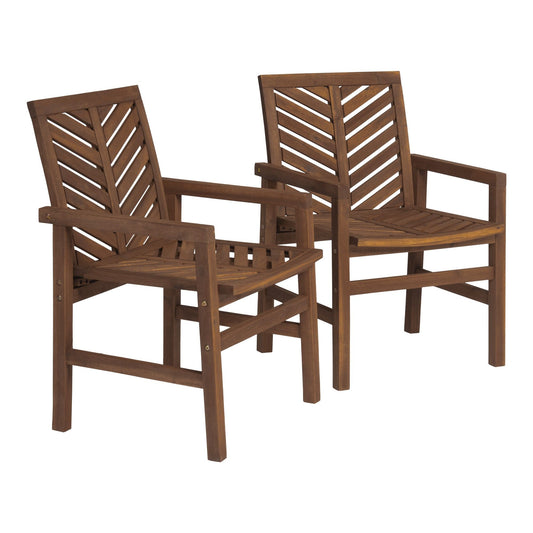 Modern 2 Piece Chevron Patio Chairs Dark - Brown