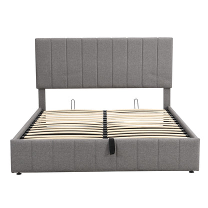 Elegant Upholstered Platform Bed With Hydraulic Storage System