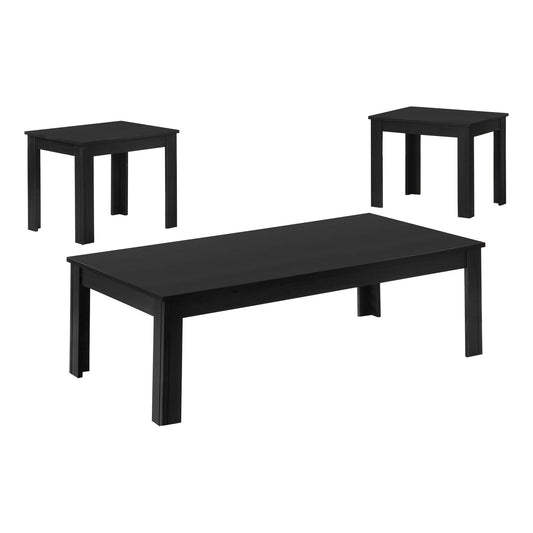 Table Set Coffee And Side, Accent For Living Room 3 Pieces Set - Black