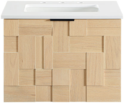 Leonardo - Engineered Stone And Solid Wood 24" Wall Mounted Bathroom Vanity