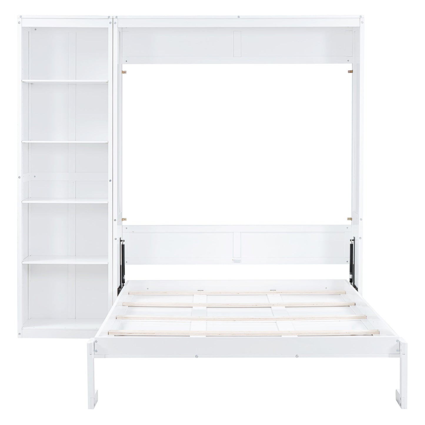 Queen Size Murphy Wall Bed With Shelves - White