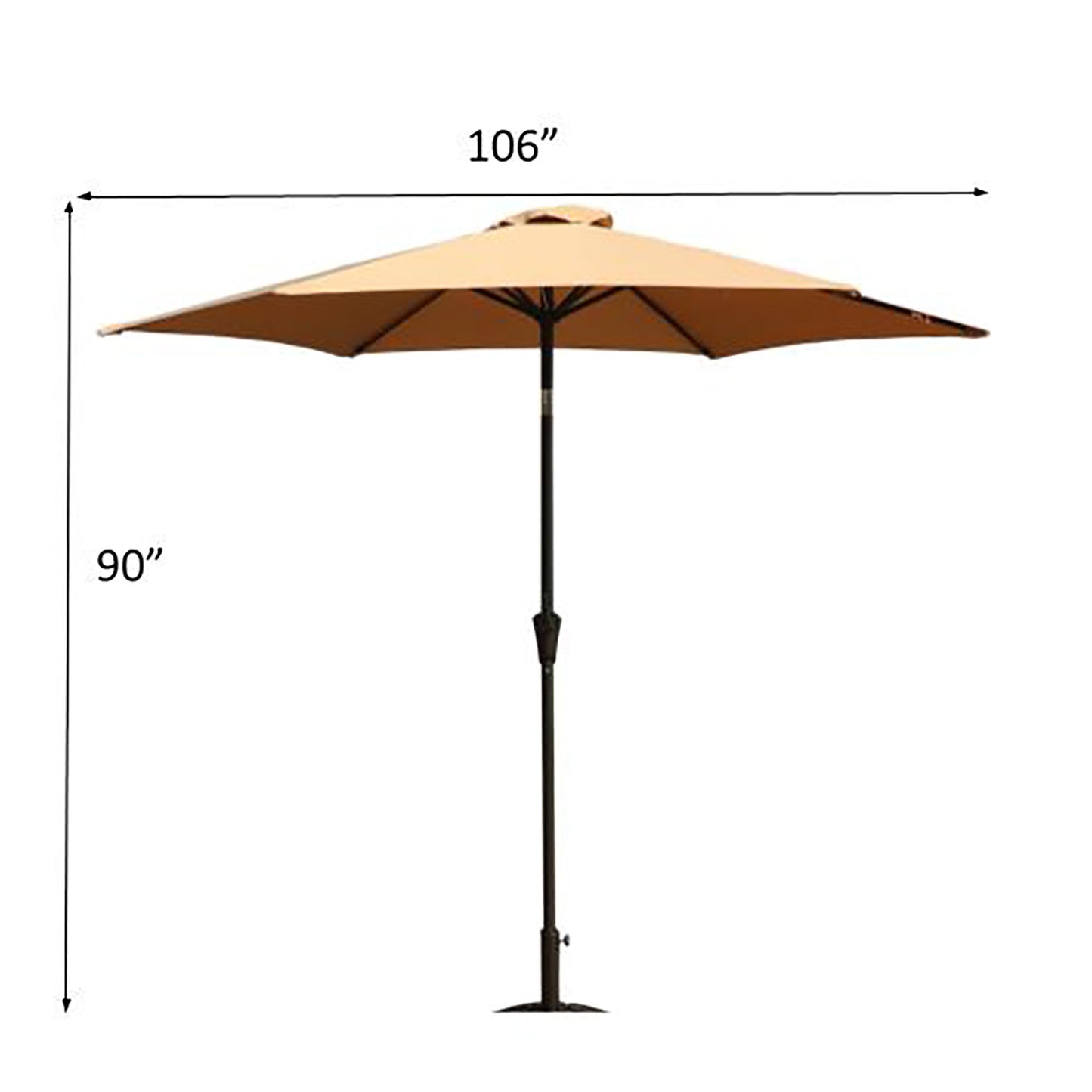 8.8' Outdoor Aluminum Patio Umbrella, Market Umbrella With 33 Pounds Round Resin Umbrella Base Lift