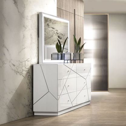 Esther - Mirror With LED - White / Silver