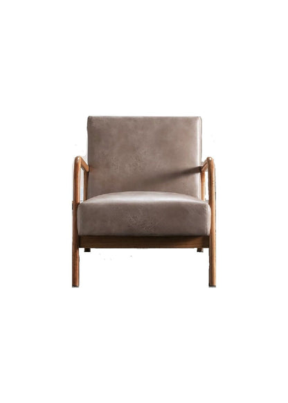 Classic Mid-Century Modern Accent Chairs, Open Framed Armchair With Cushioning - Light Camel