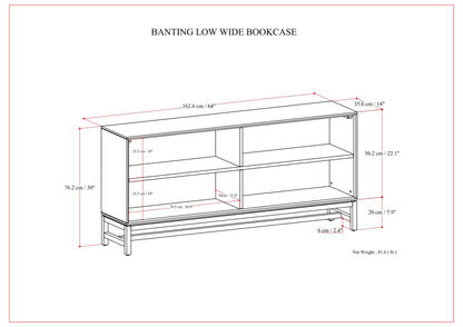Banting - Low Wide Bookcase - Walnut Brown