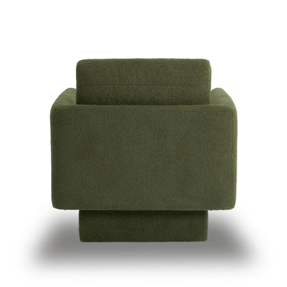 360° Modern Swivel Accent Chairs Round Armchair, Thick Padded Lounge Sofa Upholstered Comfy (Set of 2) - Green