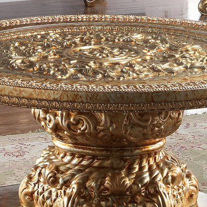 HD-328G - End Table - Metallic Gold With Rust Marbeling