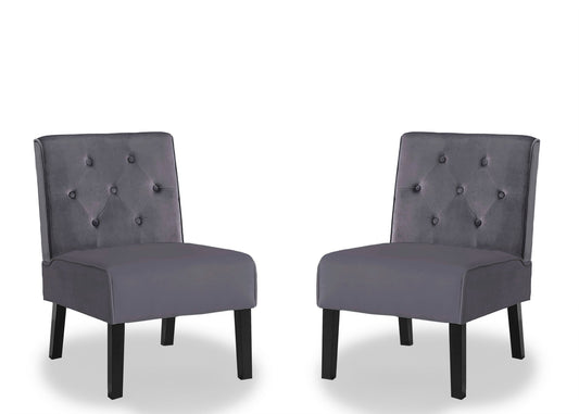 Reese - Living Room Armless Button Tufted Pattern Accent Chair (Set of 2) - Gray