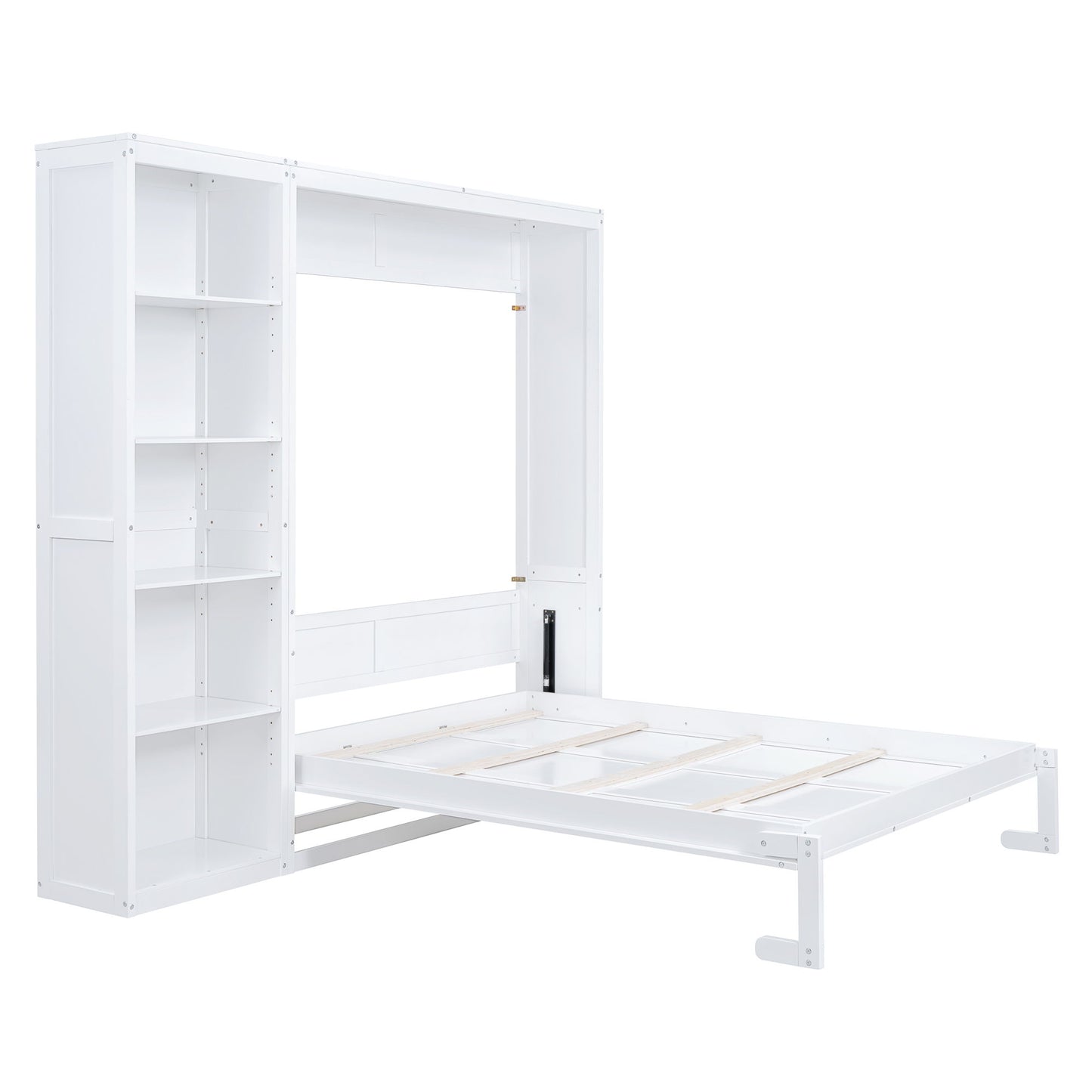 Queen Size Murphy Wall Bed With Shelves - White