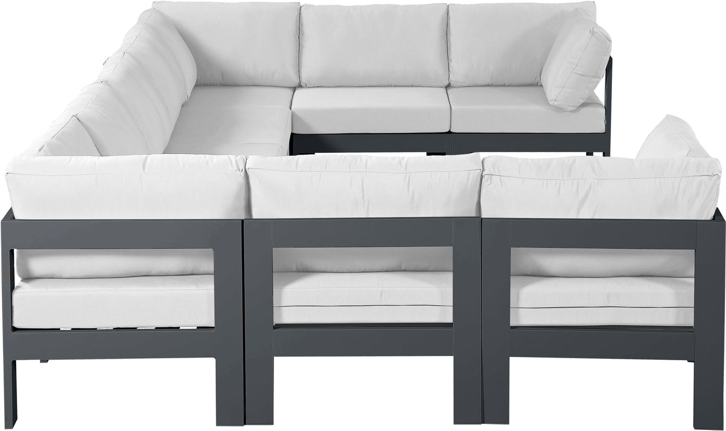 Nizuc - Outdoor Patio 9 Piece Modular Sectional With Gray Frame
