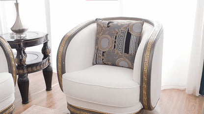 HD-9043 - Chair - White / Brown / Gold