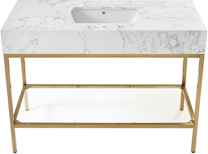 Marmo - Engineered Marble Bathroom Vanity With Gold Base
