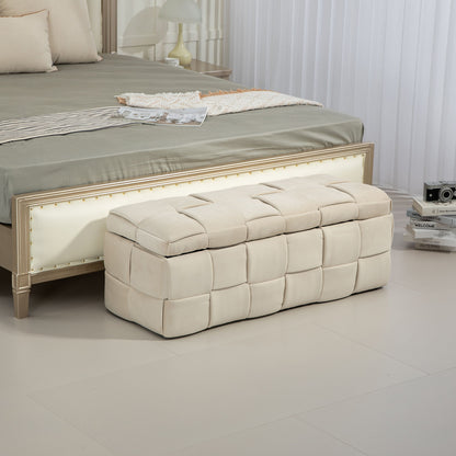 Upholstered Storage Ottoman With Safety Hinge