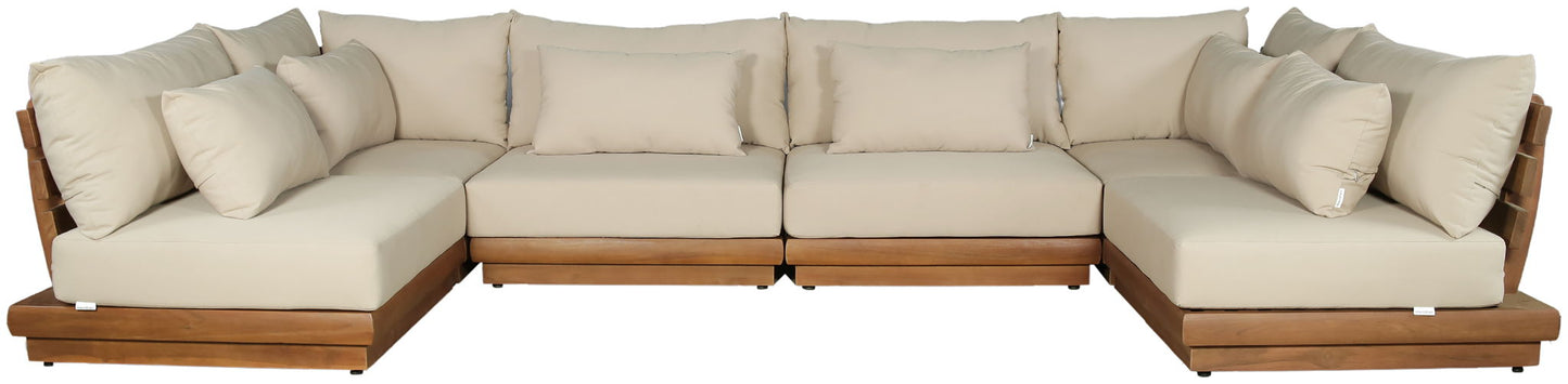 Mirella - 6 Piece Water Resistant Fabric Upholstered Outdoor Patio Modular Sectional