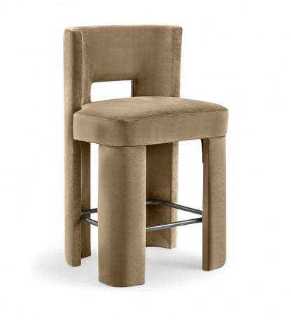 Zuno - Velvet Performance Fabric Upholstered Counter Stool (Set of 2)