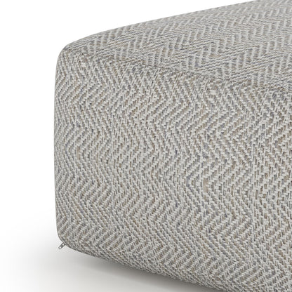 Nate - Square Pouf - Patterned Gray Melange