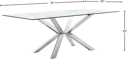 Juno - Glass Dining Table - Pearl Silver
