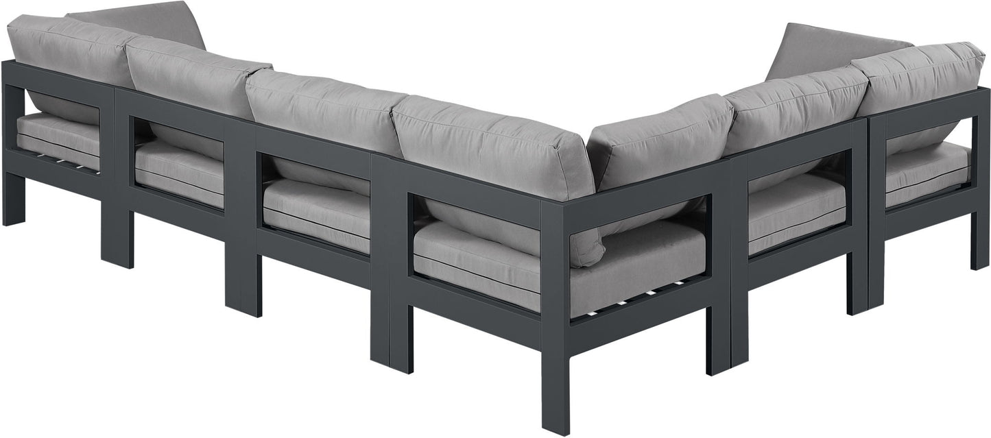 Nizuc - Outdoor Patio 6 Piece Modular Sectional With Gray Frame