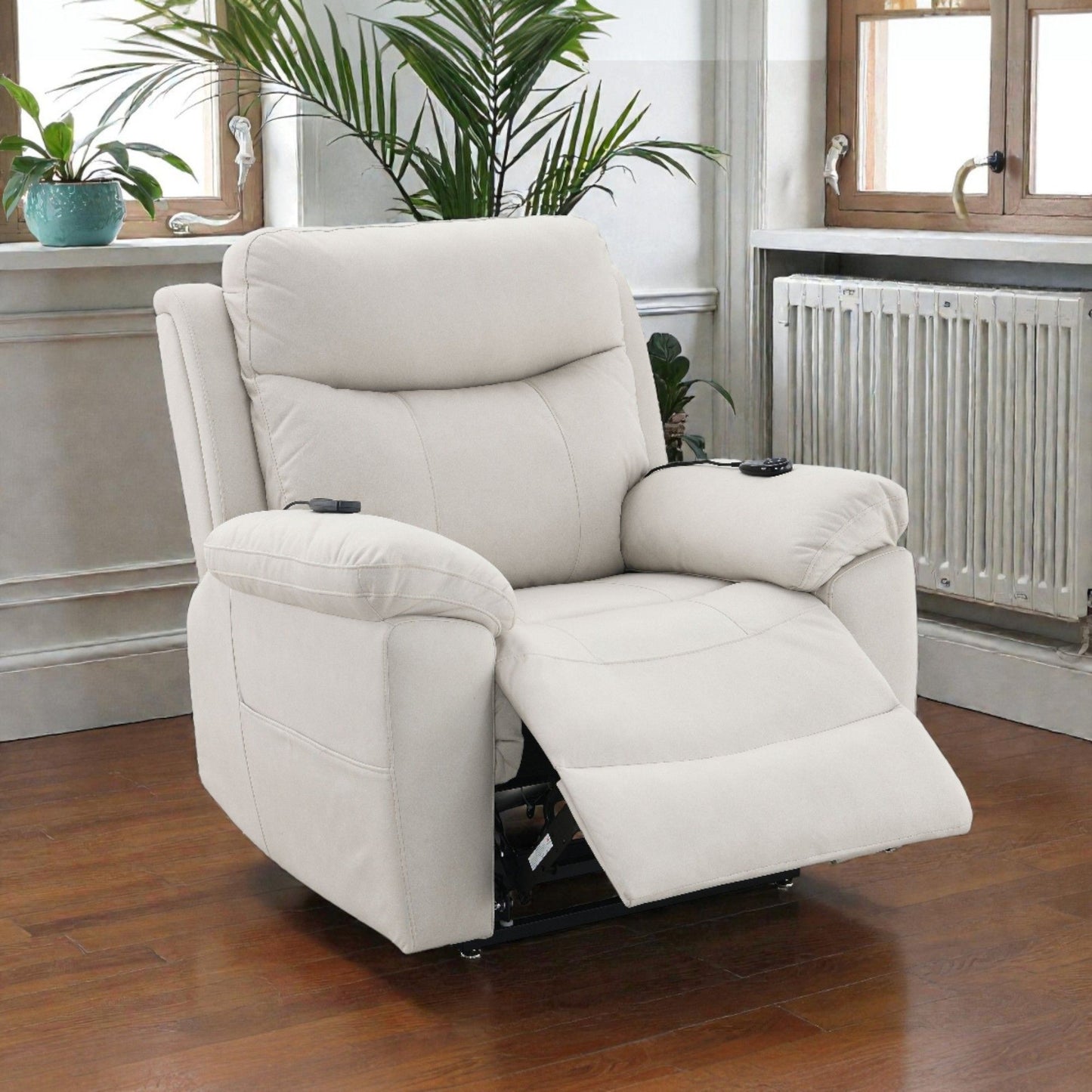 Chriki - Polished Power Motion Recliner With Lift Heating Massage Chair