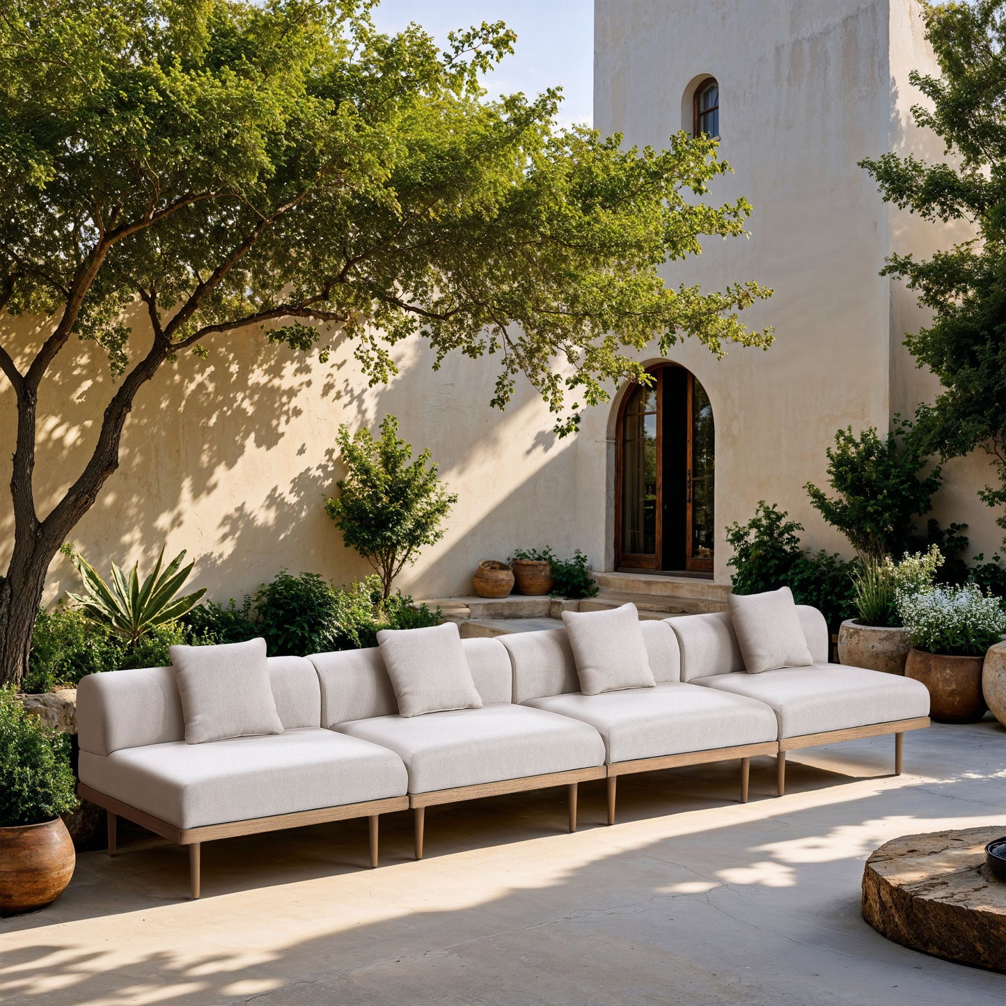 Laguna - 4 Piece 142" Upholstered Outdoor Patio Modular Armless Sofa