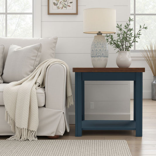 Side Table - Blue Denim / Whiskey