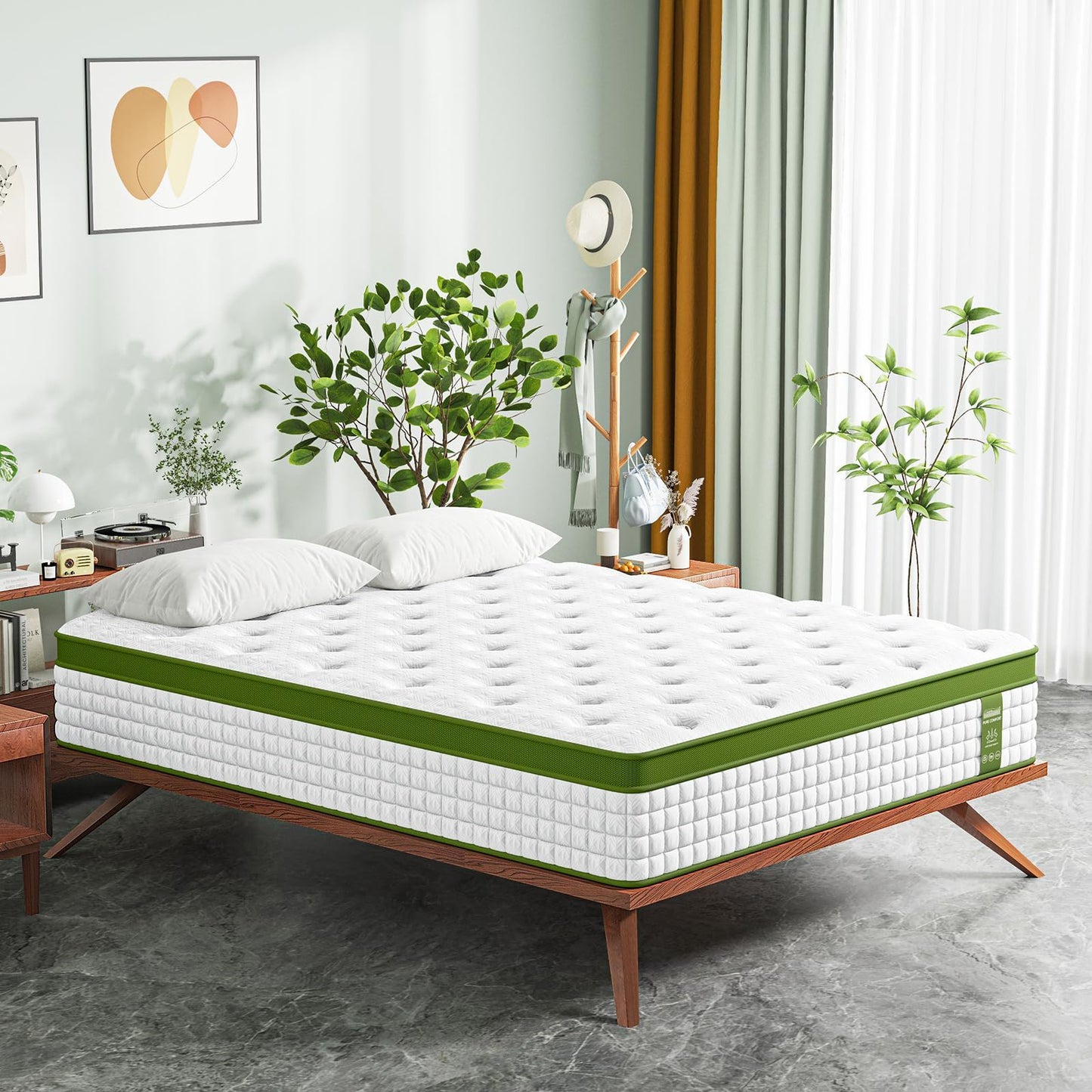 12" Full Size Hybrid Mattress With Gel Memory Foam & Pocket Springs - Green