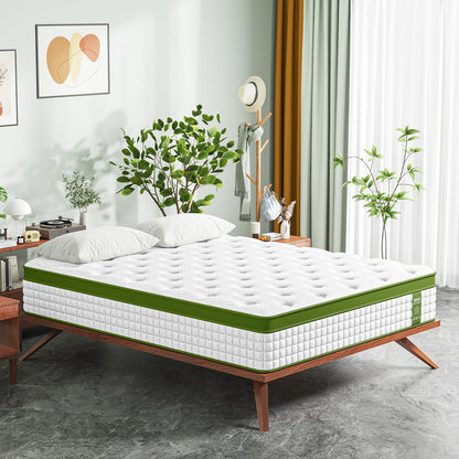 12" Full Size Hybrid Mattress With Gel Memory Foam & Pocket Springs - Green