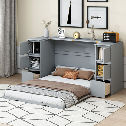 Murphy Bed With Drawers, Cabinets, And USB Ports