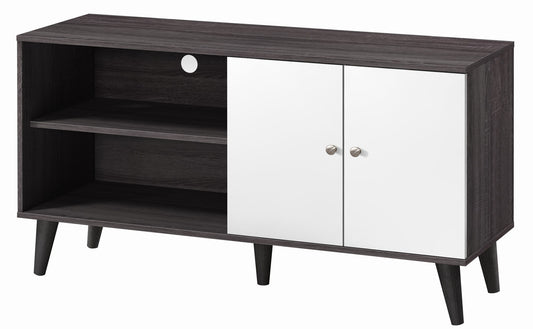 Amidon - TV Stand For Tvs Up To 47.3", With 2 Storage Shelves & 1 Cabinet, Modern Entertainment Centre For TV In Living Room - Dark Gray / White