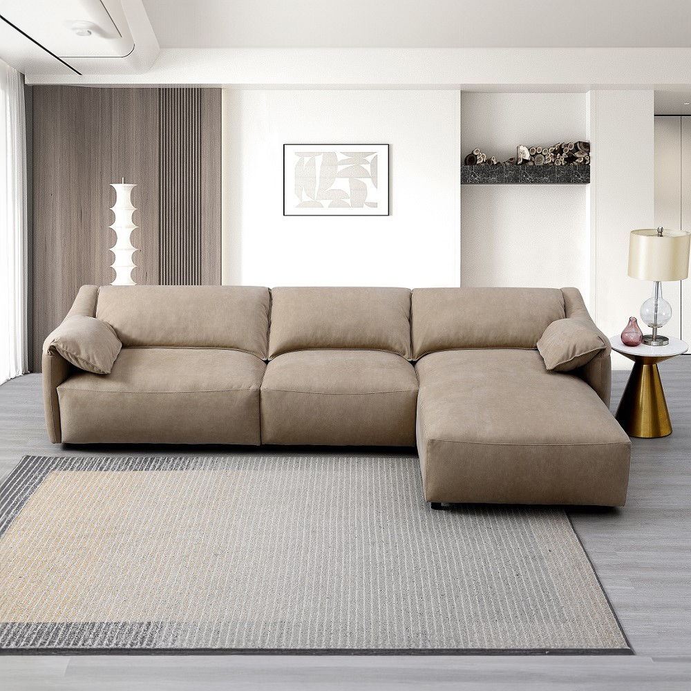 Veata - Sectional Sofa - Light Brown Suede