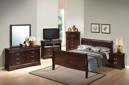 Queen Bed Panel Sleigh - Cappuccino