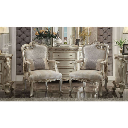 Picardy - Chair With Pillow (Right Facing Leaf) - Fabric & Antique Pearl